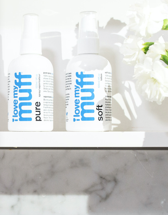 I Love My Muff PURE and SOFT BLUE 4oz bottles Best sensitive skin natural pH balanced cruelty-free vegan nontoxic feminine intimate spray and vulva lotion. Non-drying hypoallergenic clean self-care products hygiene menstrual period personal care for post-waxing sugaring shaving hair removal after intimacy work out and exercise vaginal health female-founded hormone-free postpartum relieve itching reduce odor soothe chafing ease menopausal discomfort minimizes irritation razor bumps ingrown hairs dryness